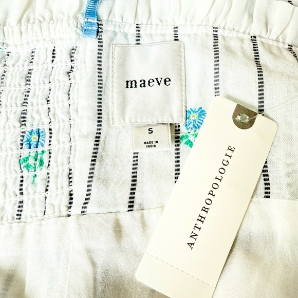 Anthropologie Maeve Blue Jacquard Floral Ruffle Hem Mini Dress Size Size Small - Picture 5 of 8